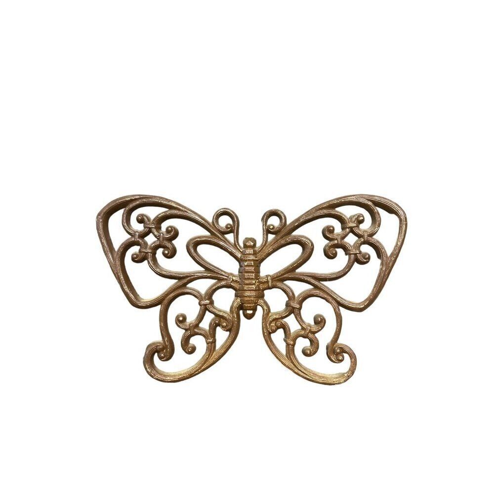 Vintage Syroco Butterfly Wall Decor 9.5" x 5." Brown Plastic